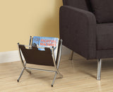 L&S Basics 10187 Magazine Rack - Dark Brown Leather-Look / Chrome Metal