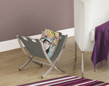 L&S Basics 10189 Magazine Rack - Grey Leather-Look / Chrome Metal
