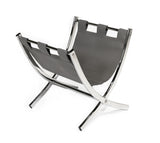 L&S Basics 10189 Magazine Rack - Grey Leather-Look / Chrome Metal