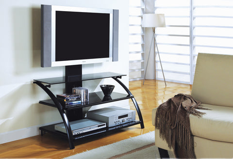 L&S Basics 10196 Tv Stand - 42"L / Black / Tempered Glass With A Bracket
