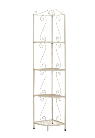 L&S Basics 10210 Bookcase - 70"H / White Hammered Metal Corner Etagere
