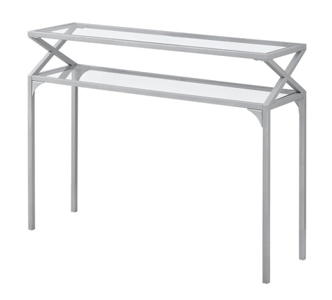 L&S Basics 10216 Accent Table - 42"L / Silver Metal Hall Console