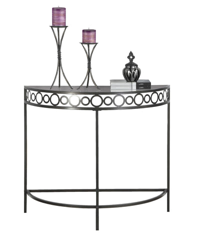 L&S Basics 10218 Accent Table - 36"L / Charcoal Grey Metal Hall Console