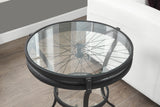 L&S Basics 10221 Accent Table - 22"Dia / Black With Tempered Glass