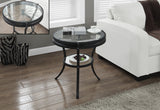 L&S Basics 10221 Accent Table - 22"Dia / Black With Tempered Glass