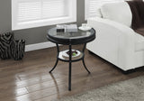 L&S Basics 10221 Accent Table - 22"Dia / Black With Tempered Glass