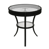 L&S Basics 10221 Accent Table - 22"Dia / Black With Tempered Glass