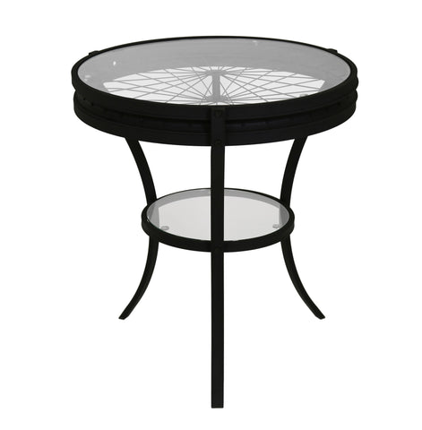 L&S Basics 10221 Accent Table - 22"Dia / Black With Tempered Glass
