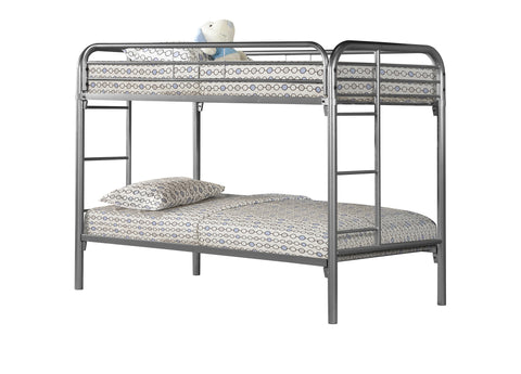 L&S Basics 10227 Bunk Bed - Twin / Twin Size / Silver Metal