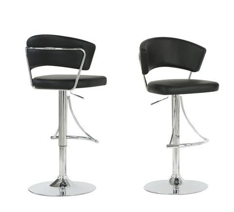 L&S Basics 10232 Barstool - Black / Chrome Metal Hydraulic Lift