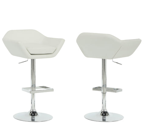 L&S Basics 10234 Barstool - 2Pcs / White / Chrome Metal Hydraulic Lift