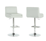 L&S Basics 10237 Barstool - 2Pcs / White / Chrome Metal Hydraulic Lift