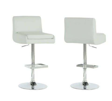 L&S Basics 10237 Barstool - 2Pcs / White / Chrome Metal Hydraulic Lift