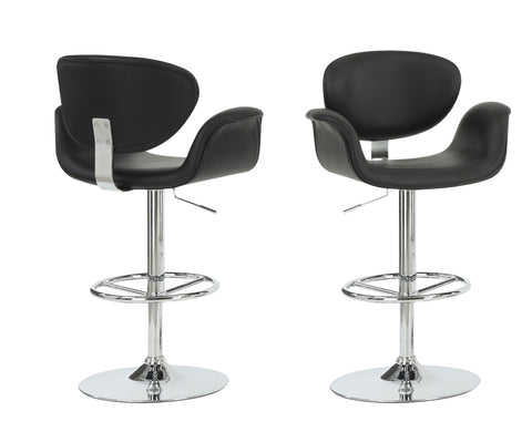 L&S Basics 10238 Barstool - Black / Chrome Metal Hydraulic Lift