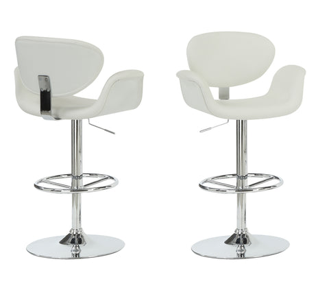 L&S Basics 10239 Barstool - White / Chrome Metal Hydraulic Lift
