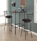 L&S Basics 10242 Home Bar - 24"X 36" / Grey Marble / Charcoal Metal