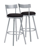 L&S Basics 10245 Barstool - 2Pcs / 43"H / Swivel / Silver Metal