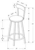 L&S Basics 10245 Barstool - 2Pcs / 43"H / Swivel / Silver Metal