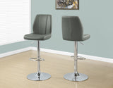 L&S Basics 10247 Barstool - 2Pcs / Grey / Chrome Metal Hydraulic Lift