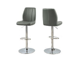 L&S Basics 10247 Barstool - 2Pcs / Grey / Chrome Metal Hydraulic Lift