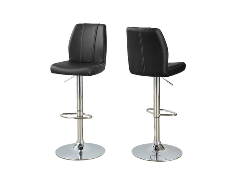 L&S Basics 10248 Barstool - 2Pcs / Black / Chrome Metal Hydraulic Lift