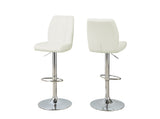 L&S Basics 10249 Barstool - 2Pcs / White / Chrome Metal Hydraulic Lift