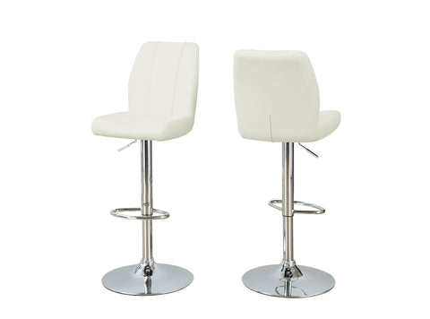 L&S Basics 10249 Barstool - 2Pcs / White / Chrome Metal Hydraulic Lift