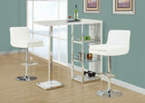 L&S Basics 10237 Barstool - 2Pcs / White / Chrome Metal Hydraulic Lift