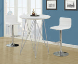 L&S Basics 10259 Barstool - 2Pcs / White / Chrome Metal Hydraulic Lift
