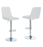 L&S Basics 10251 Barstool - 2Pcs / White / Chrome Metal Hydraulic Lift