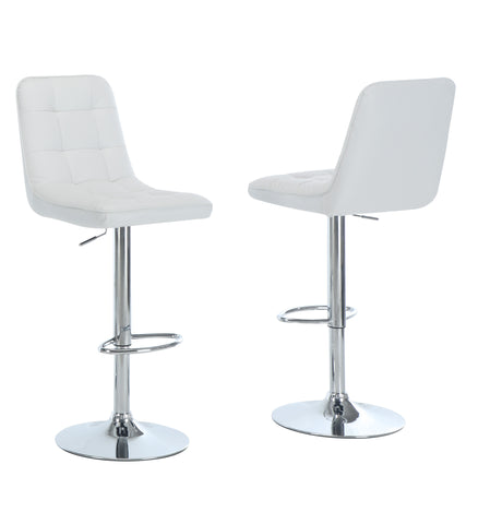 L&S Basics 10251 Barstool - 2Pcs / White / Chrome Metal Hydraulic Lift