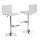 L&S Basics 10253 Barstool - 2Pcs / White / Chrome Metal Hydraulic Lift