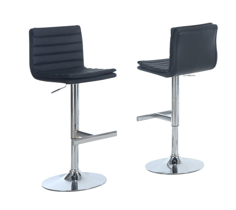 L&S Basics 10254 Barstool - 2Pcs / Black / Chrome Metal Hydraulic Lift