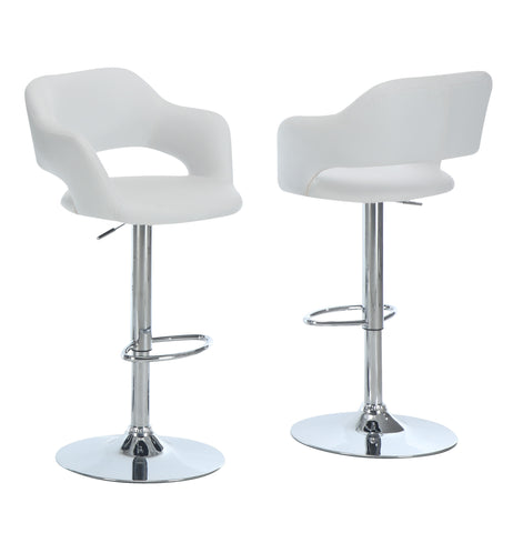 L&S Basics 10256 Barstool - White / Chrome Metal Hydraulic Lift
