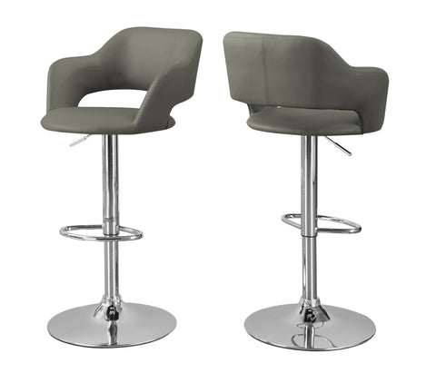L&S Basics 10258 Barstool - Light Grey / Chrome Metal Hydraulic Lift