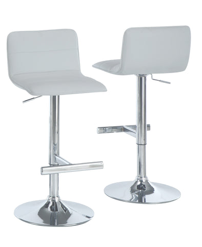 L&S Basics 10259 Barstool - 2Pcs / White / Chrome Metal Hydraulic Lift
