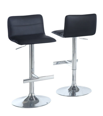 L&S Basics 10260 Barstool - 2Pcs / Black / Chrome Metal Hydraulic Lift
