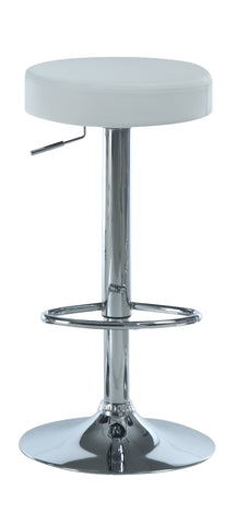 L&S Basics 10261 Barstool - 2Pcs / White / Chrome Metal Hydraulic Lift