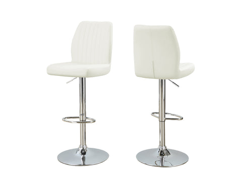 L&S Basics 10263 Barstool - 2Pcs / White / Chrome Metal Hydraulic Lift