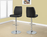 L&S Basics 10264 Barstool - 2Pcs / Black / Chrome Metal Hydraulic Lift