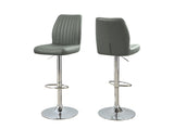 L&S Basics 10265 Barstool - 2Pcs / Grey / Chrome Metal Hydraulic Lift