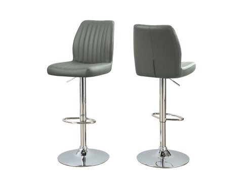 L&S Basics 10265 Barstool - 2Pcs / Grey / Chrome Metal Hydraulic Lift
