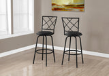 L&S Basics 10266 Barstool - 2Pcs / Swivel / Black /Black Leather-Look Seat