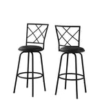 L&S Basics 10266 Barstool - 2Pcs / Swivel / Black /Black Leather-Look Seat