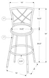 L&S Basics 10267 Barstool - 2Pcs / Swivel / White / Grey Fabric Seat