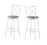 L&S Basics 10267 Barstool - 2Pcs / Swivel / White / Grey Fabric Seat