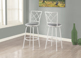 L&S Basics 10267 Barstool - 2Pcs / Swivel / White / Grey Fabric Seat