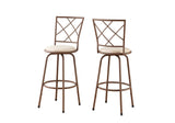 L&S Basics 10268 Barstool - 2Pcs / Swivel / Brown / Beige Fabric Seat