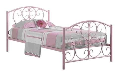 L&S Basics 10271 Bed - Twin Size / Pink Metal Frame Only