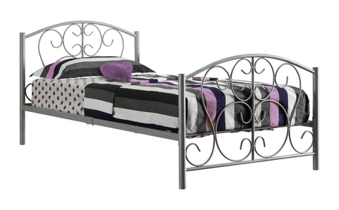 L&S Basics 10272 Bed - Twin Size / Silver Metal Frame Only